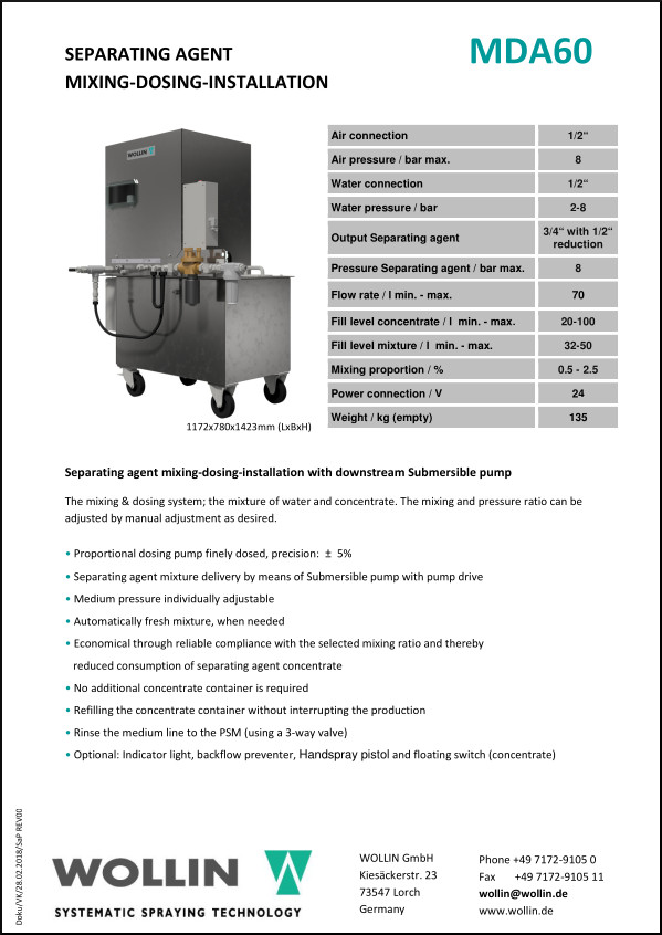 Technical data MDA60